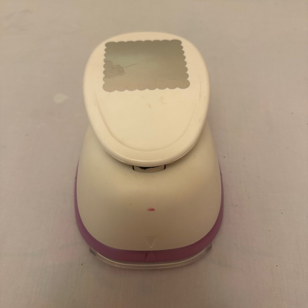 Recollections Clever Lever Scalloped Square Craft Punch XL 2 Inch Purple White